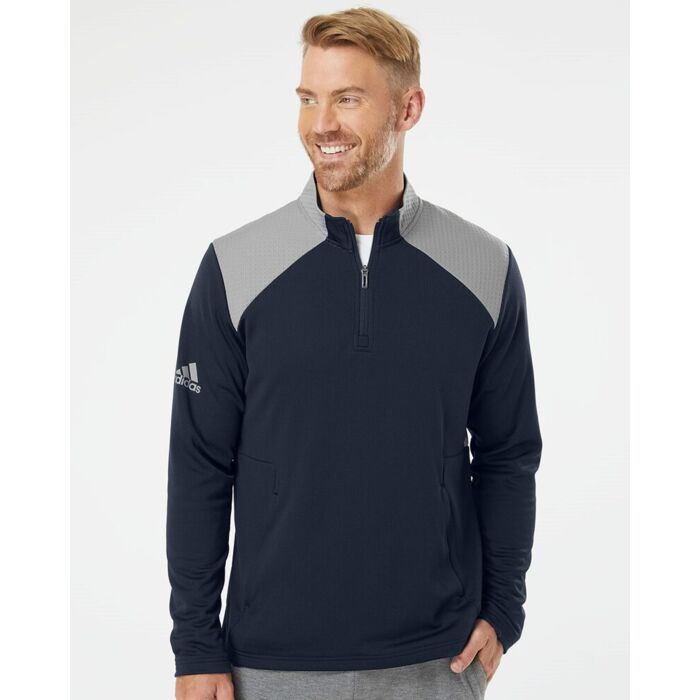 Men's Textured Mixed Media Quarter-Zip Pullover Thumbnail