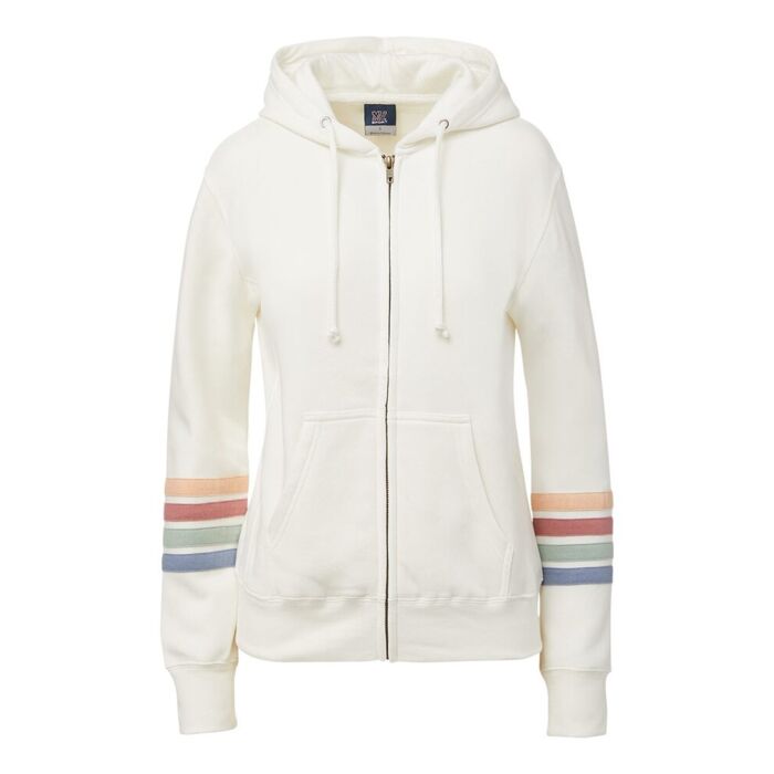 Women's Striped Sleeves Full-Zip Hooded Sweatshirt Thumbnail