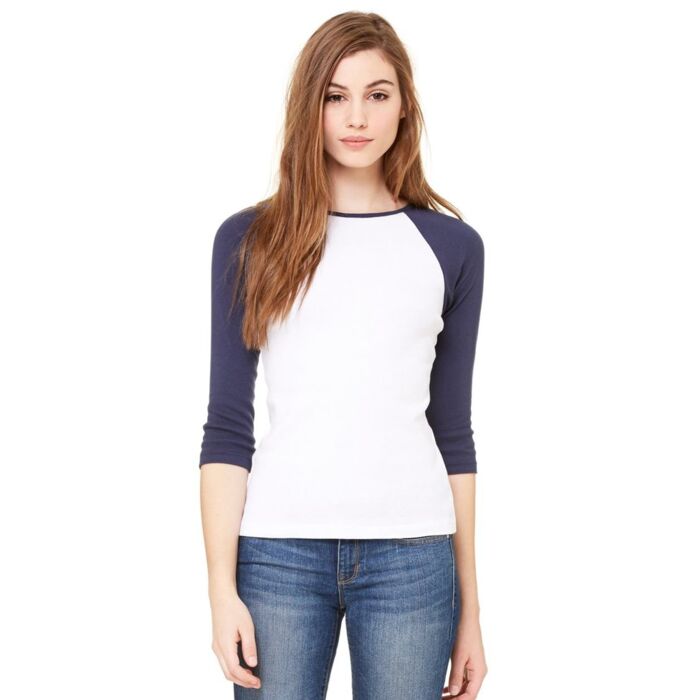 Women’s 1X1 Baby Rib Raglan Three-Quarter Sleeve Tee Thumbnail