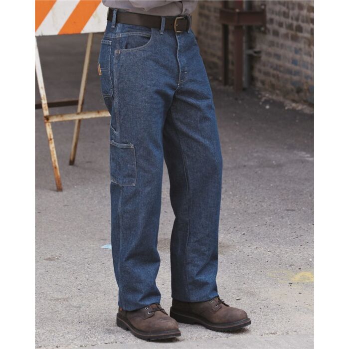 Men's Extended Sizes Flame Resistant Pre-Washed Denim Dungaree Thumbnail