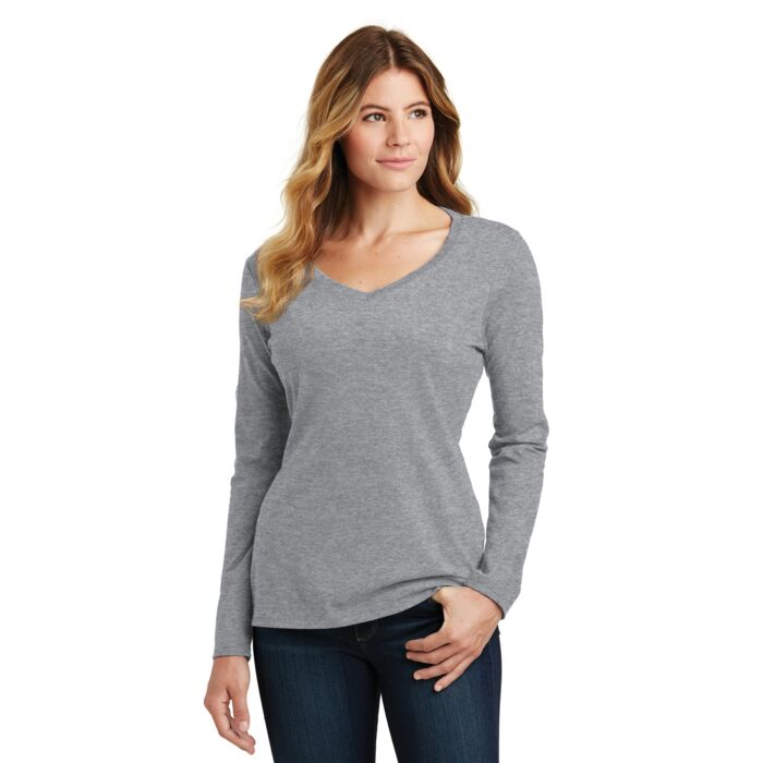 Ladies Long Sleeve Fan Favorite V Neck Tee Thumbnail